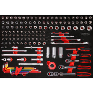 KS Tools 1/4" + 3/8" socket set in foam insert, 140 pcs - size M (568 x 398 mm)