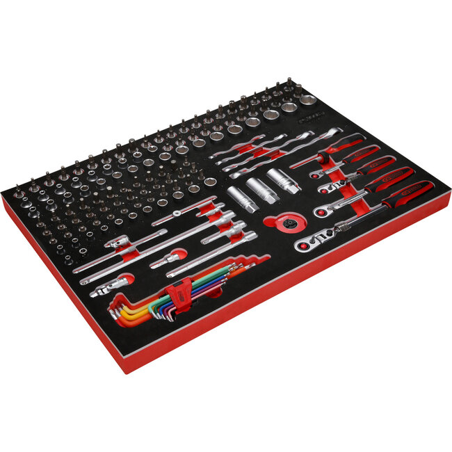 KS Tools 1/4" + 3/8" socket set in foam insert, 140 pcs - PERFORMANCEplus size M (568 x 398 mm) - 811.0140