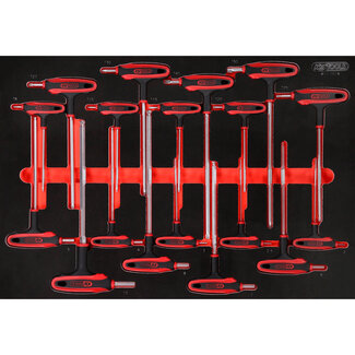 KS Tools T-Griff-Winkelstiftschlüssel-Satz in Schaumstoffeinlage, 18-tlg - Größe M (568 x 398 mm)