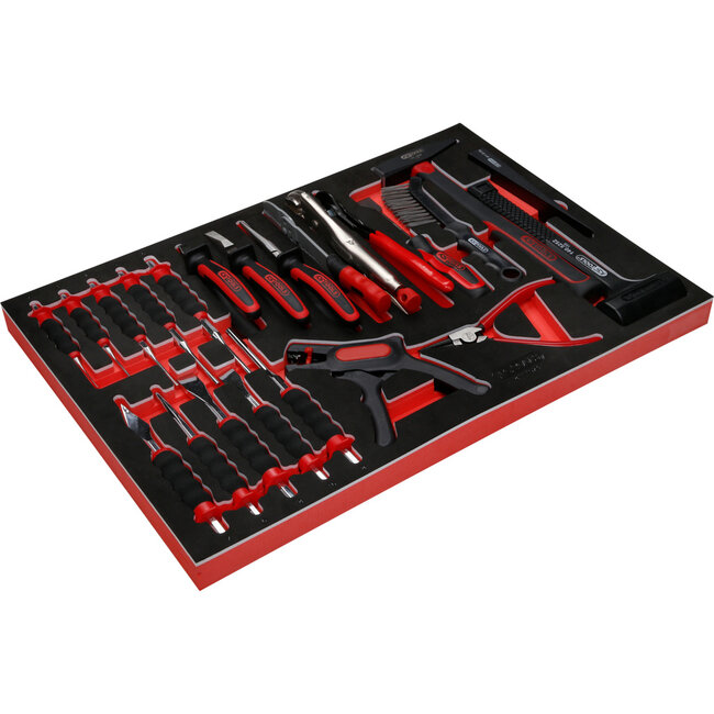 KS Tools Zangen- / Hammer- / und Meißel-Satz in Schaumstoffeinlage, 23-tlg - PERFORMANCEplus Größe M (568 x 398 mm) - 811.1023
