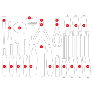 KS Tools Empty foam insert for screwdriver and pliers set 811.1032 - size M (568 x 398 mm)