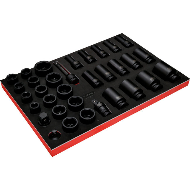 KS Tools 3/4" Kraft-Stecknuss-Satz in Schaumstoffeinlage, 33-tlg - PERFORMANCEplus Größe M (568 x 398 mm) - 811.1033