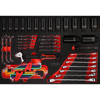 KS Tools Sleutel- en krachtdoppenset in schuiminlay, 55-delig - maat M (568 x 398 mm)