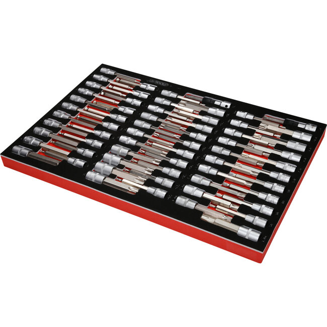 KS Tools 1/2" Bit-Stecknuss-Satz in Schaumstoffeinlage, 64-tlg - PERFORMANCEplus Größe M (568 x 398 mm) - 811.1064