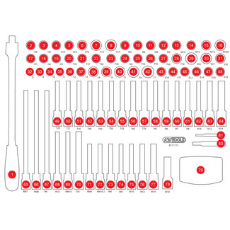 KS Tools Empty foam insert for 1/2" bit socket set 811.1111 - size M (568 x 398 mm)