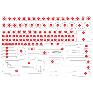 KS Tools Empty foam insert for 1/4" + 1/2" socket set 811.1137 - size M (568 x 398 mm)