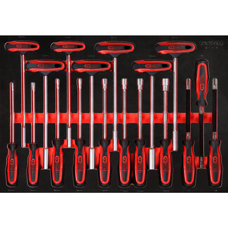 KS Tools T-Griff-Winkelstiftschlüssel-Satz in Schaumstoffeinlage, 18-tlg - Größe M (568 x 398 mm)