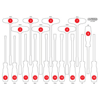 KS Tools Empty foam insert for T-handle hex key set 811.2018 - size M (568 x 398 mm)
