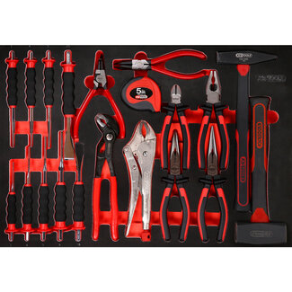 KS Tools Tangen-, hamer- en beitelset in schuiminlay, 22-delig - maat M (568 x 398 mm)