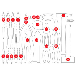 KS Tools Empty foam insert for pliers, hammer and chisel set 811.2022 - size M (568 x 398 mm)