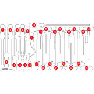 KS Tools Lege schuiminlay voor T-greep-inbussleutel- en vijlenset 813.0028 - maat L (755 x 398 mm)