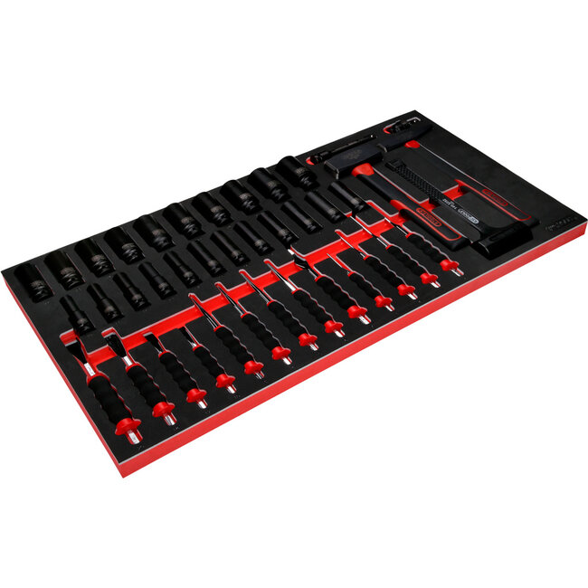 KS Tools Hammer- / Meißel- / und Kraft-Stecknuss-Satz in Schaumstoffeinlage, 40-tlg - PERFORMANCEplus Größe L (755 x 398 mm) - 813.0040