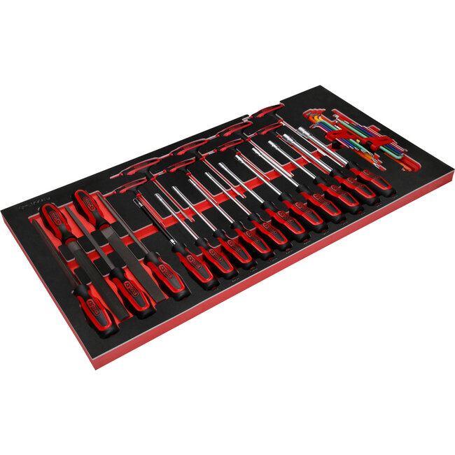 KS Tools Screwdriver and file set in foam insert, 42 pcs - PERFORMANCEplus size L (755 x 398 mm) - 813.0042