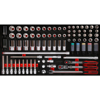KS Tools 1/2" dopsleutelset in schuiminlay, 85-delig - maat L (755 x 398 mm)