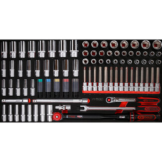 KS Tools 1/2" Steckschlüssel-Satz in Schaumstoffeinlage, 86-tlg - Größe L (755 x 398 mm)