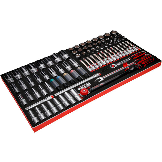 KS Tools 1/2" dopsleutelset in schuiminlay, 86-delig - PERFORMANCEplus maat L (755 x 398 mm) - 813.0086