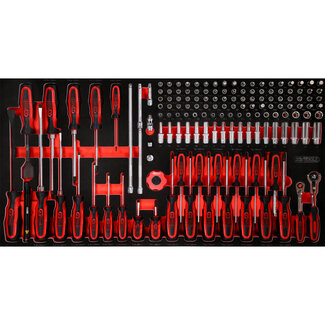 KS Tools 1/4" Steckschlüssel- / und Schraubendreher-Satz in Schaumstoffeinlage, 146-tlg - Größe L (755 x 398 mm)