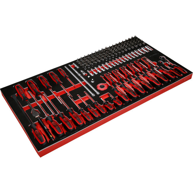 KS Tools 1/4" Steckschlüssel- / und Schraubendreher-Satz in Schaumstoffeinlage, 146-tlg - PERFORMANCEplus Größe L (755 x 398 mm) - 813.0146