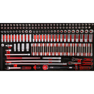 KS Tools 3/8" Steckschlüssel-Satz in Schaumstoffeinlage, 165-tlg - Größe L (755 x 398 mm)