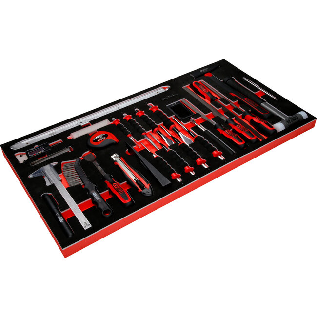 KS Tools Hammer- / Meißel- / und Messwerkzeug-Satz in Schaumstoffeinlage, 36-tlg - PERFORMANCEplus Größe L (755 x 398 mm) - 813.1036