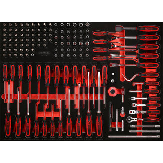 KS Tools 1/4" dopsleutel- en schroevendraaierset in schuiminlay, 142-delig - maat XL (790 x 568 mm)