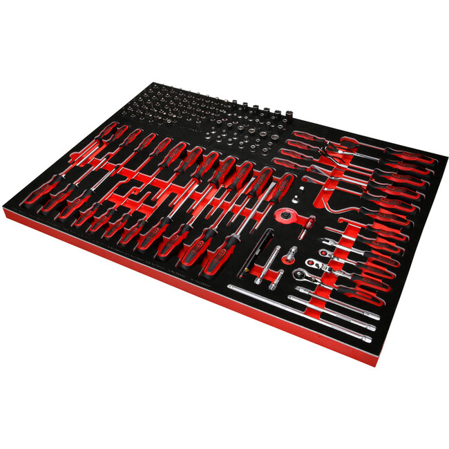 KS Tools 1/4" Steckschlüssel- / und Schraubendreher-Satz in Schaumstoffeinlage, 142-tlg - PERFORMANCEplus Größe XL (790 x 568 mm) - 821.0142