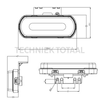 LED-breedtelicht voor wit 12/24 V, 134 x 53 x 25 mm