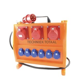 Socket distributor 22 kVA, CEE 1x 16 A, 2x 32 A, 6x 250 V, cable 2 m