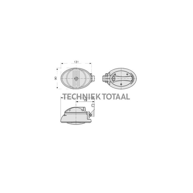 Cobo Work light oval H3 12 V, 131 x 90 mm, left, without bracket