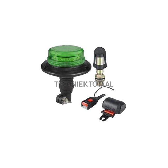LED-Blitz-/Rundumleuchte grün mit Sicherheitsgurt, 12 - 24 V