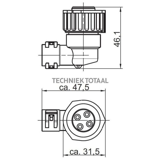 Groeneveld-Beka Bayonet plug 4-pin complete, for 4- and 5-wire cable | 10152276