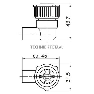 Groeneveld-Beka Bayonet plug 7-pin complete, for 2-, 4- and 5-wire cable