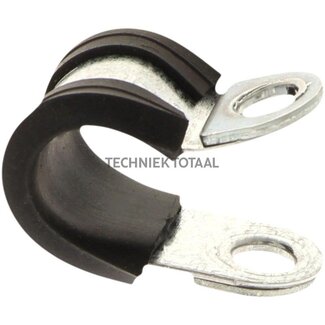 Groeneveld-Beka Pipe clamp with rubber insert Ø 9 mm, version 12 mm, hole 5.3 mm
