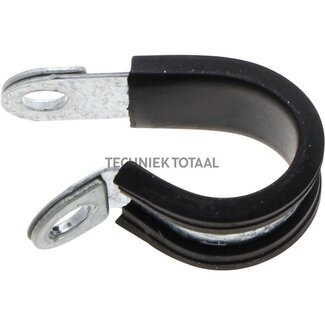 Groeneveld-Beka Pipe clamp with rubber insert Ø 15 mm, version 12 mm, hole 5.3 mm