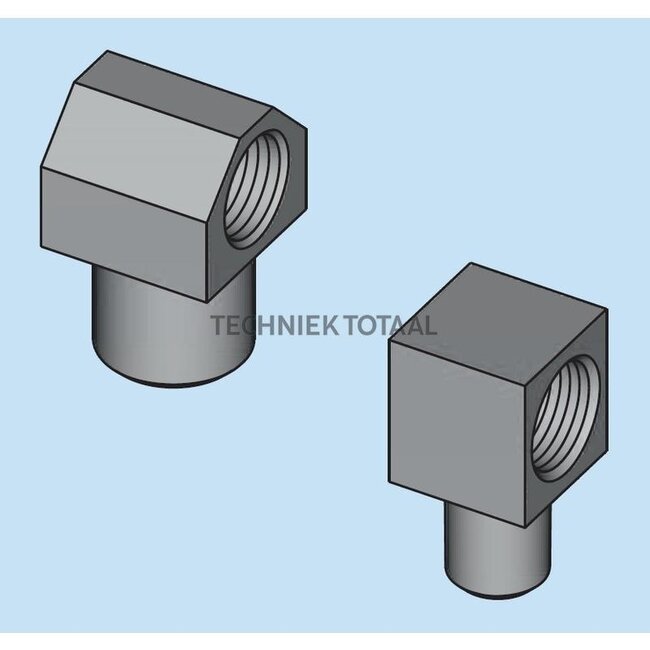 Groeneveld-Beka Corner threaded fitting 90° galvanized M6k / M10 x 1, L1 23 mm | 10104659