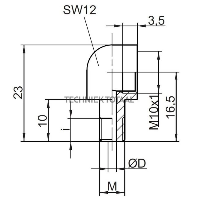 Groeneveld-Beka Corner threaded fitting 90° galvanized M10 x 1k / M10 x 1 | 10104831