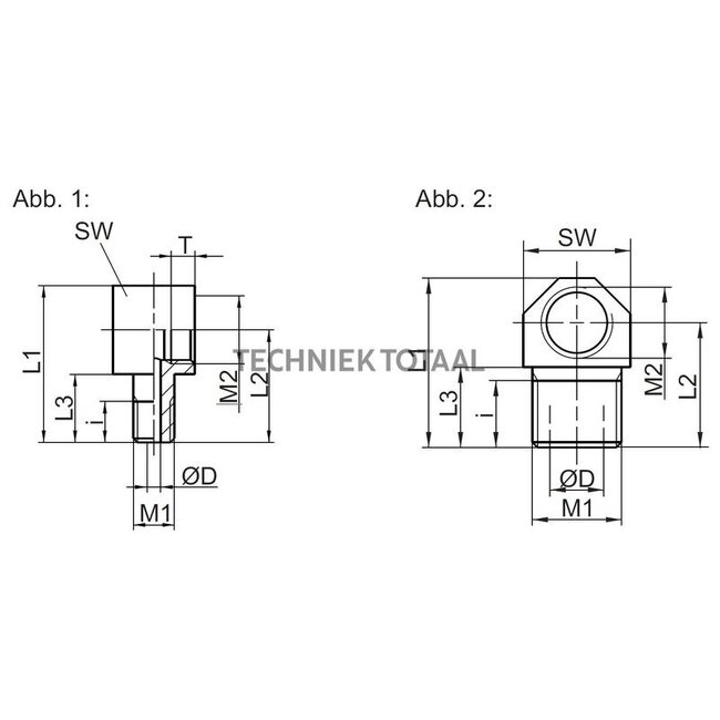 Groeneveld-Beka Corner threaded fitting 90° galvanized R 1/8"k / M10 x 1, L1 26 mm | 10104805