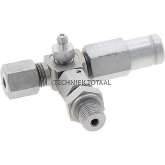 Groeneveld-Beka Relief valve with grease nipple 280 bar, pipe Ø 6 mm right, R1/4"S