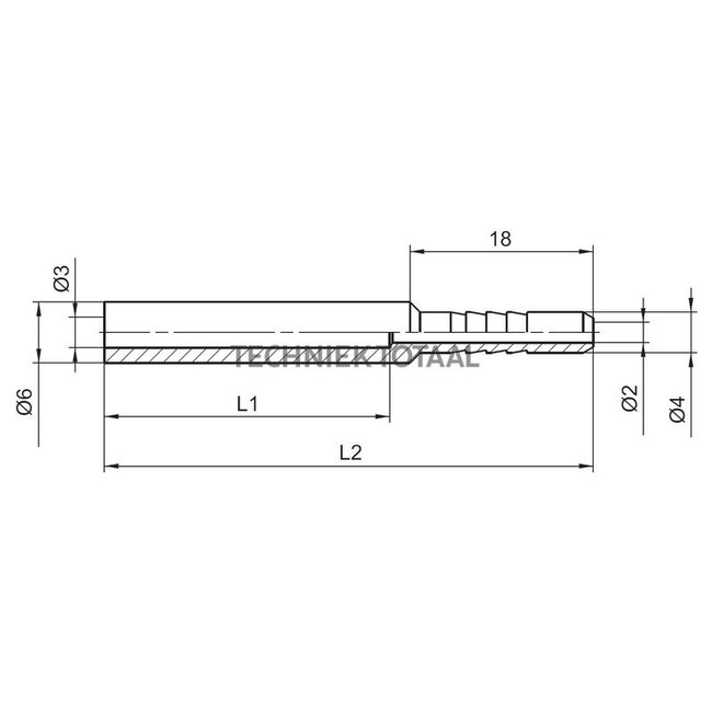Groeneveld-Beka Nipple DN 4 galvanized, pipe 6 mm, L1 28 mm, L2 48 mm | 10100497