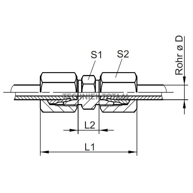 Straight threaded fitting Ø 8 mm LL, galvanized