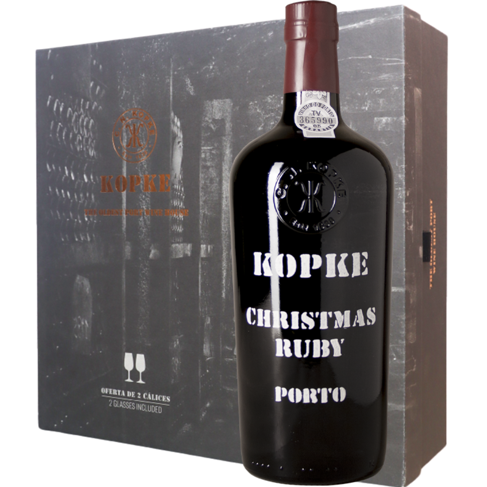 Kopke Kopke Christmas Ruby Port Giftbox met glazen