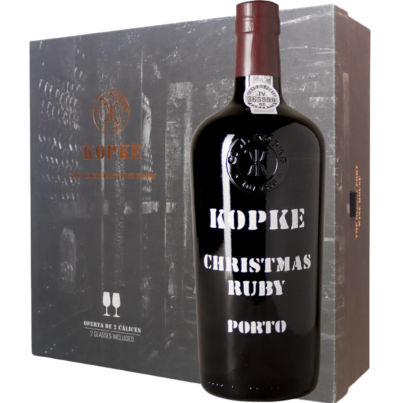 Kopke Christmas Ruby Port Giftbox met glazen