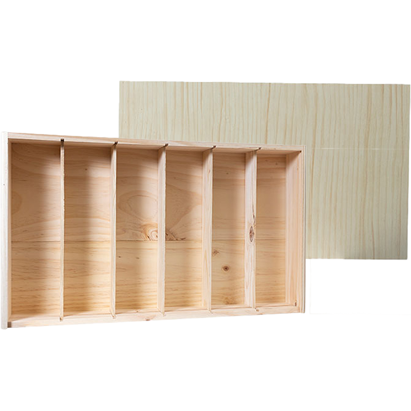 Luxe houten schuifkist voor 6 wijnflessen – Gemaakt in Nederland