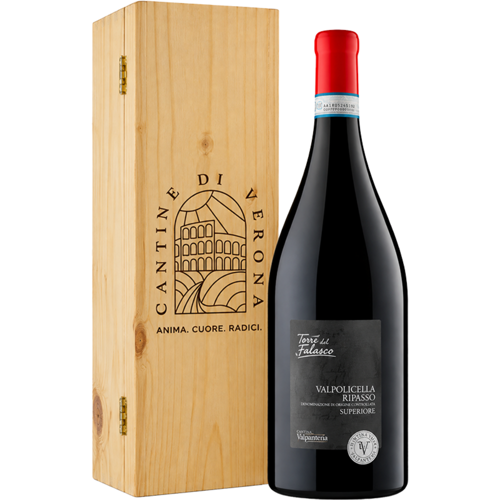 Torre del Falasco Torre del Falasco Valpolicella Ripasso Superiore 2020 Magnum in kist Torre del Falasco Torre del Falasco Valpolicella Ripasso Superiore 2020 Magnum in kist