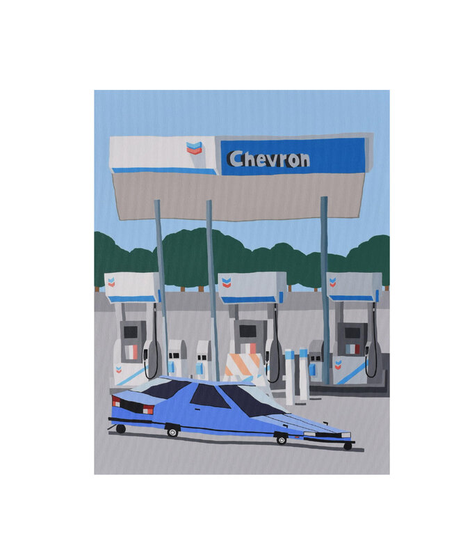 Motonori Uwasu Gas station 2023 acrylic on canvas