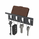 Schlüsselhaken-Metall 4er mit Ablage Anthrazit (RAL7016)