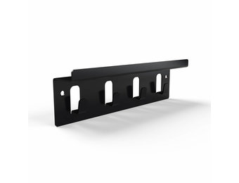 Schlüsselhaken-Metall 4er mit Ablage Schwarz (RAL9005)