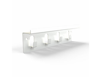 Schlüsselhaken-Metall 4er mit Ablage Weiss (RAL9016)