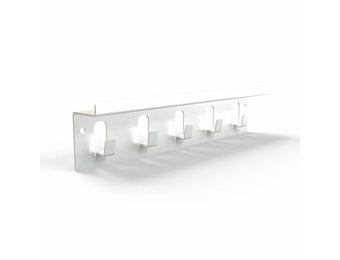 Schlüsselhaken-Metall 5er mit Ablage Weiss (RAL9016)