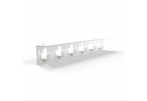 Schlüsselhaken-Metall 6er mit Ablage Weiss (RAL9016)